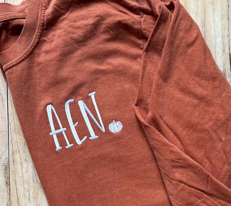 Pumpkin monogram long sleeve